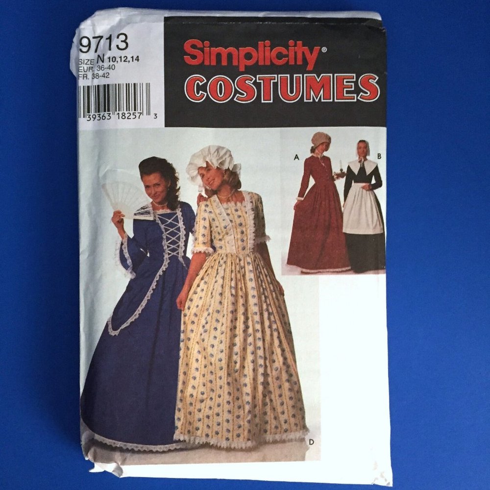 Simplicity Costume Pattern #9713 Puritan and 18th 19th Century Costumes
